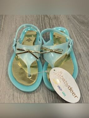 NWT Baby Deer Aqua Jelly Sandals Size 10